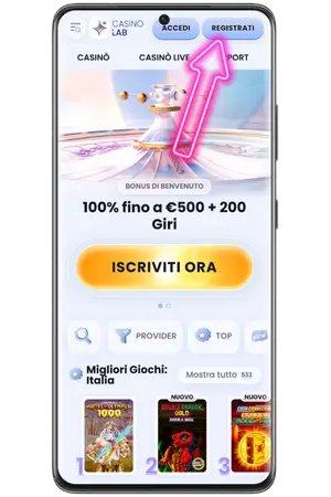 Nel Casino App clicca sul pulsante di registrazione