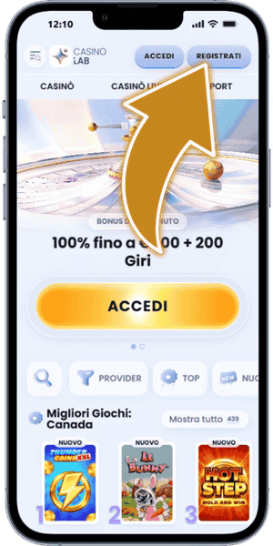 Applicazioni casino Apri la schermata di registrazione